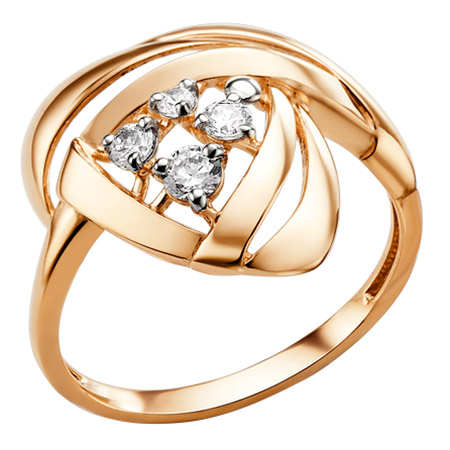 Кольцо, золото, фианит, 009551-1102